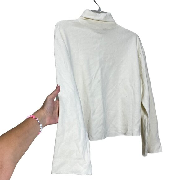 Zara White Turtleneck Sweater Top‎ Loose Fit Long Sleeves Minimalist Medium - Picture 12 of 16
